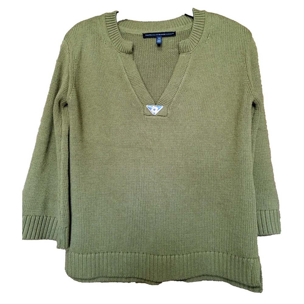 White House Black Market Womens Size XS Olive Green Knit Pullover Sweater